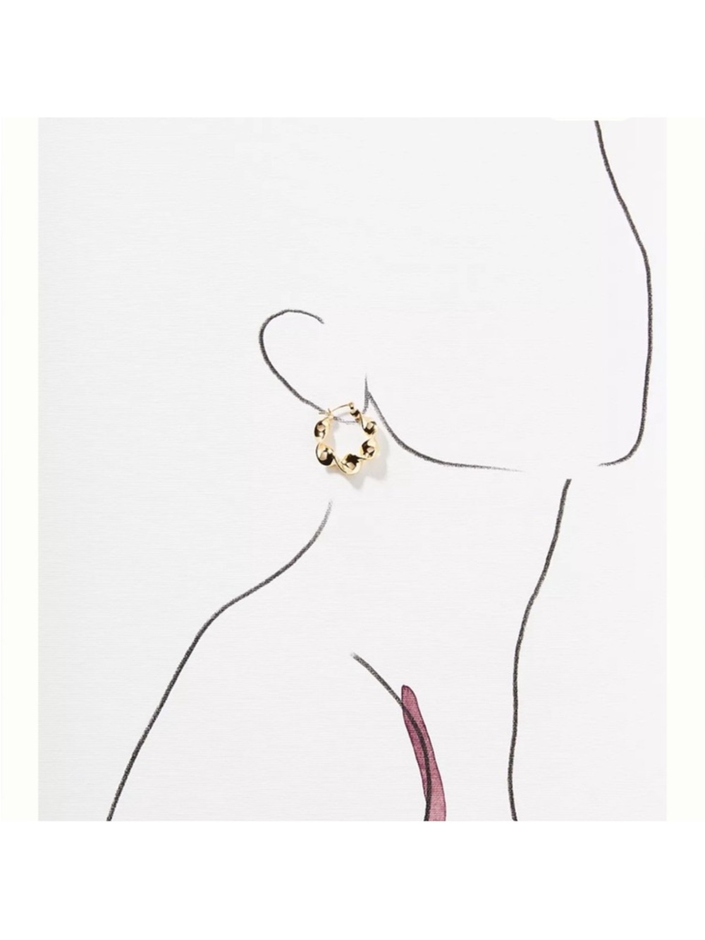 New! Gold Hoop Ruffle Earrings (2014) NWOT - Picture 2 of 3